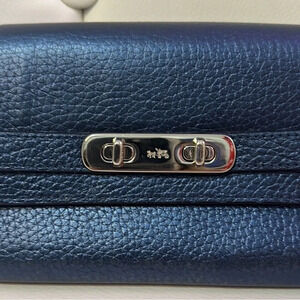 EUC Coach Blue Metallic Long Wallet